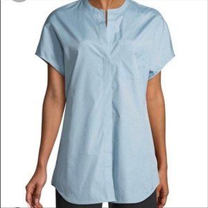Vince Split-Neck Boxy Button-Front Popover Button down Blouse L